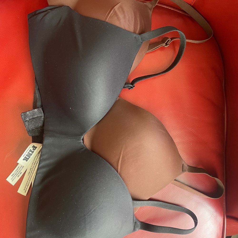 PINK Victoria's Secret Black and Brown Bras 38B